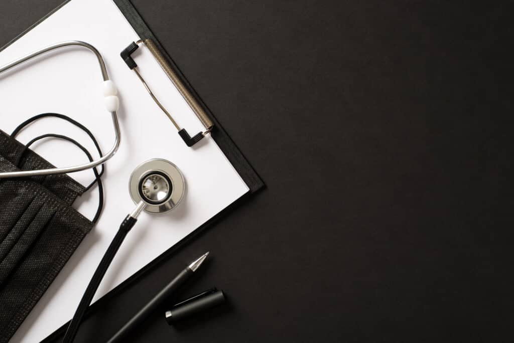 A stethoscope in a sports medicine clinic.